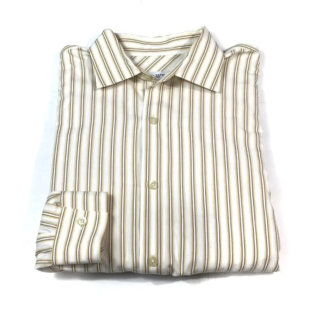 BF562 Banana Republic Fitted Striped Business Dress Shirt 16-16.5 L